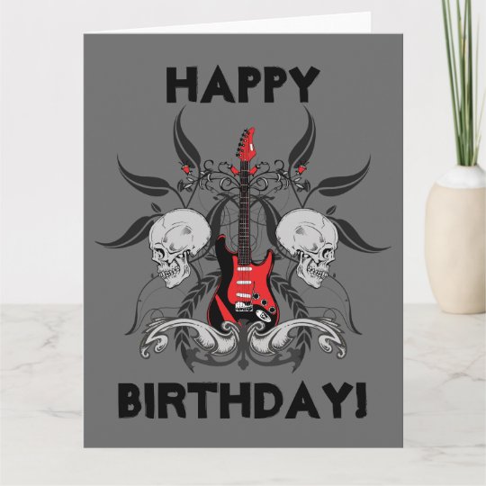 Carte Message Grunge De Joyeux Anniversaire De Guitare Zazzle Fr