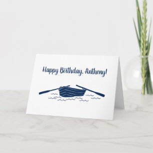 Carte Message personnalisé graphique simple Blue Rowboat