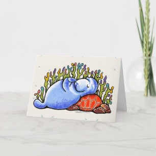 Carte Message personnalisé Manatee Sea Turtle Stwood Par