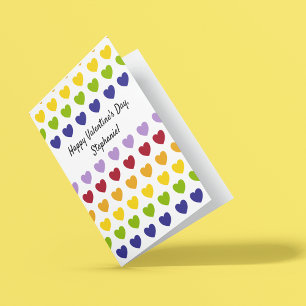 Carte Message personnalisé Rainbow Hearts Stripes Motif