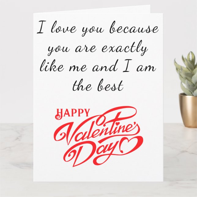 Carte Message Romantique Drôle Beau Valentin Brillant (Petite plante)