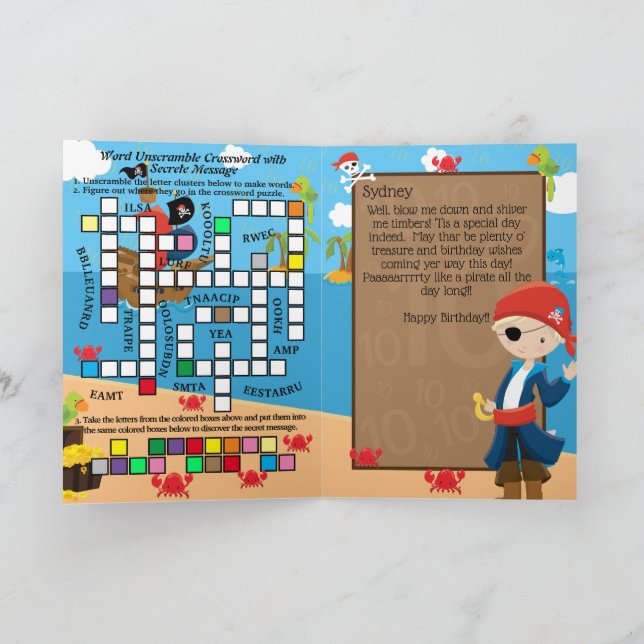 Carte Message secret du capitaine pirate pour joyeux ann (Intérieur)