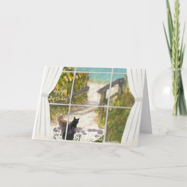 Carte Message spécial ami Chats et Ocean Anniversaire (Devant)