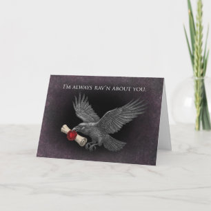 Carte Messager d'amour de corbeau gothique sombre Saint-