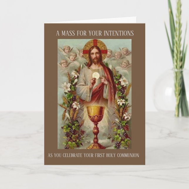 Carte Messe Catholique Traditionnelle Offrant Le Coeur S (Devant)