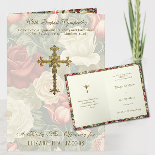 Carte Messe de sympathie catholique Offrande Crucifix Ro