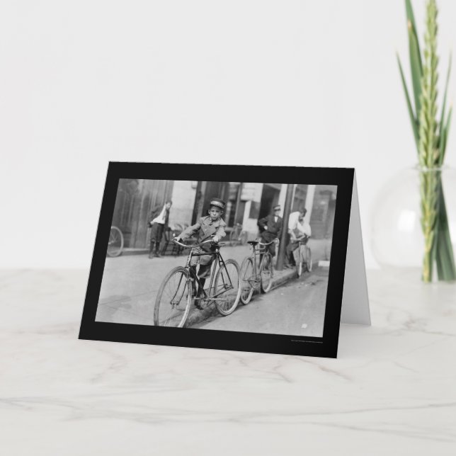 Carte Messenger Boy and Bicycle 1911 (Devant)