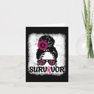 Carte Messy Bun Distressed Pink Ribbon Cancer du Sein Su