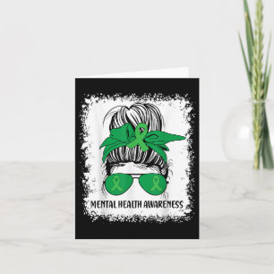 Carte Messy Bun Mental Health S Awareness Green Ribbon _
