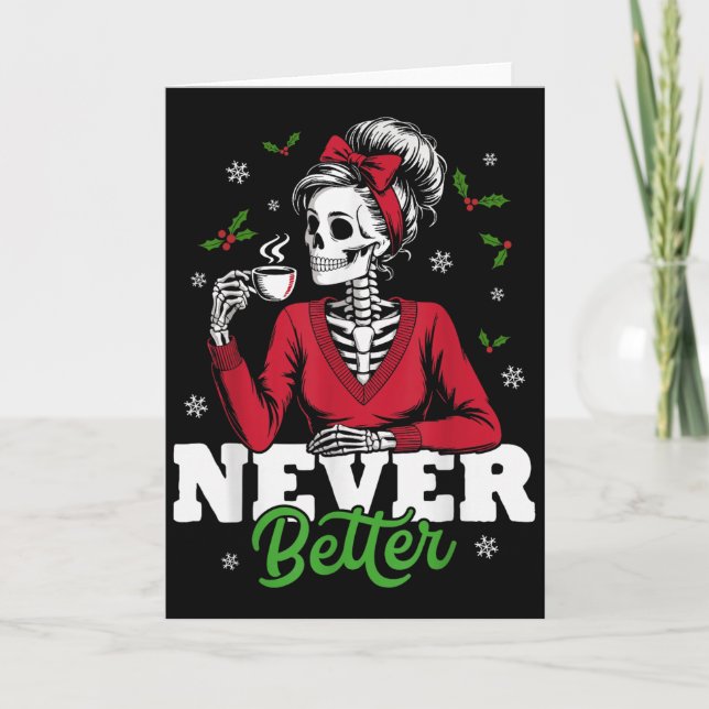 Carte Messy Bun Skeleton Santa Coffee Xmas Funny Women S (Devant)