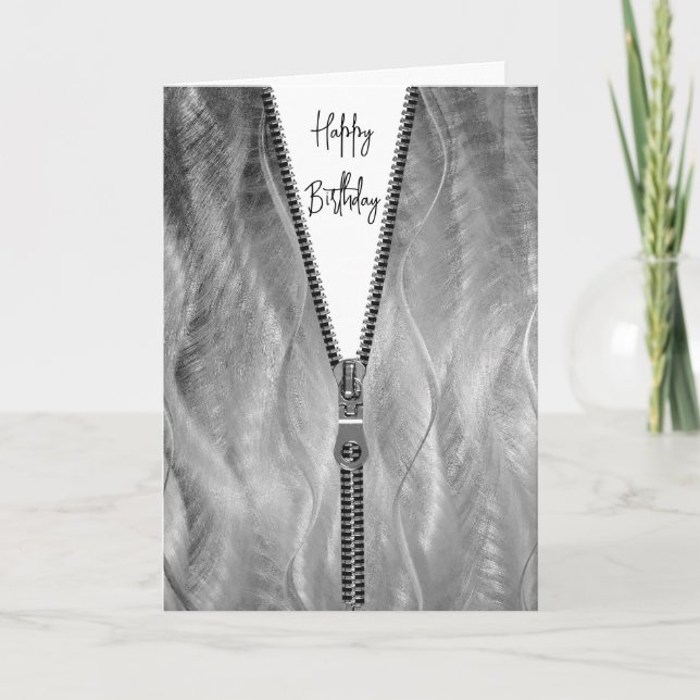 Carte Métal brossé avec Zipper pour Anniversaire (Devant)