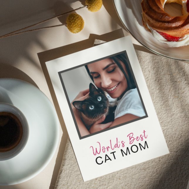 Carte Mete World's Best Cat Mom Photo Fête des mères (Purring with pride, you're the world's best cat mom!)
