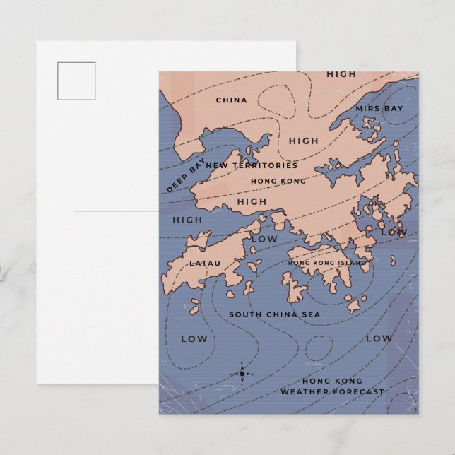 Carte météo Vintage de Hong Kong (Devant / Derrière)