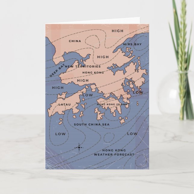 Carte météo Vintage de Hong Kong (Devant)
