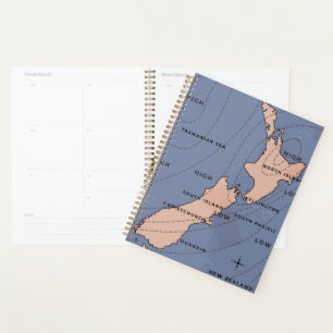 carte météo vintage de Nouvelle-Zélande