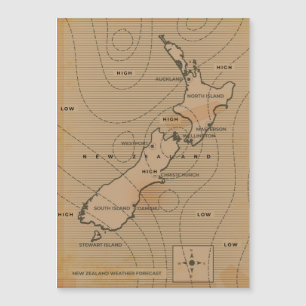 Carte météo vintage de Nouvelle-Zélande