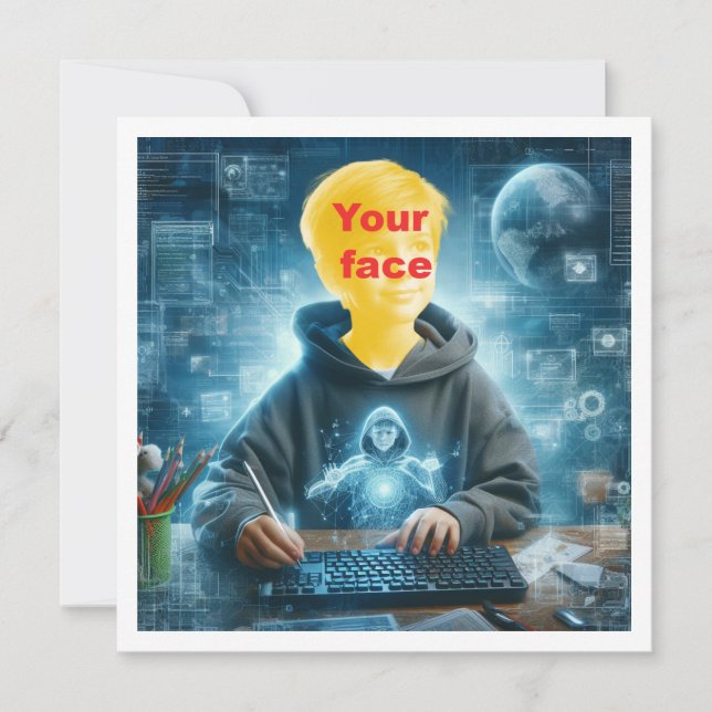 Carte Mets mon visage dans la photo, amateur d'informati (Devant)