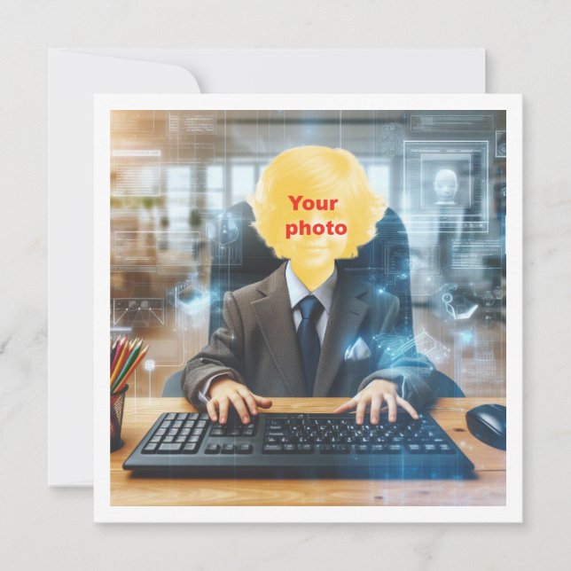 Carte Mets mon visage dans l'image, amateur d'ordinateur (Devant)