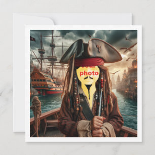 Carte Mets mon visage sur la photo, pirate sur un bateau