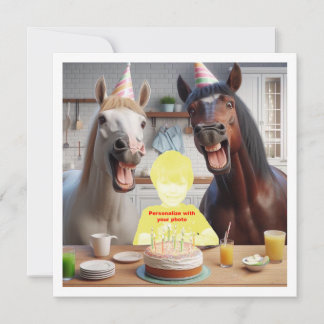 Carte Mettez mon visage dans l'image, chevaux et enfant