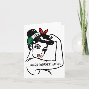Carte Mexicaine Rosie forte femme Tacos avant Vatos Cinc