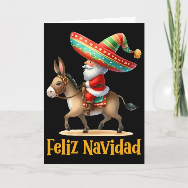Carte Mexican Santa Riding Donkey Christmas Navidad Mexi (Devant)
