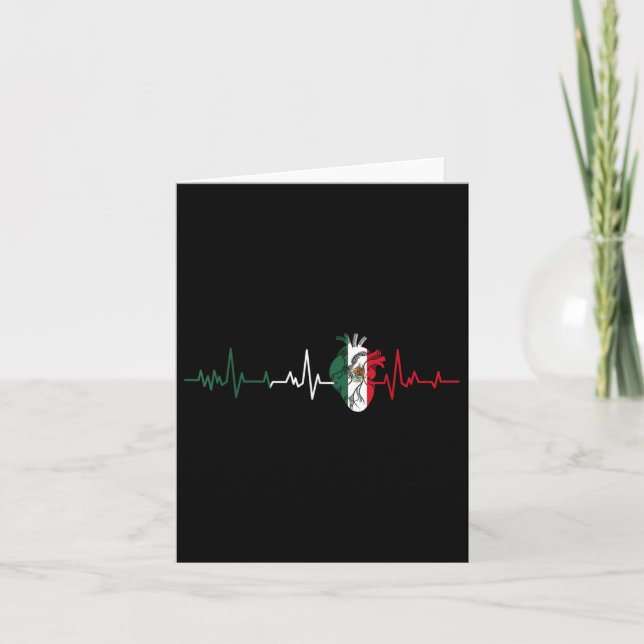 Carte Mexique Drapeau battement de coeur pour la fierté  (Devant)
