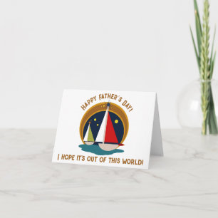 Carte Mi-siècle Fête des Pères Moderne Rétro Bateaux à v