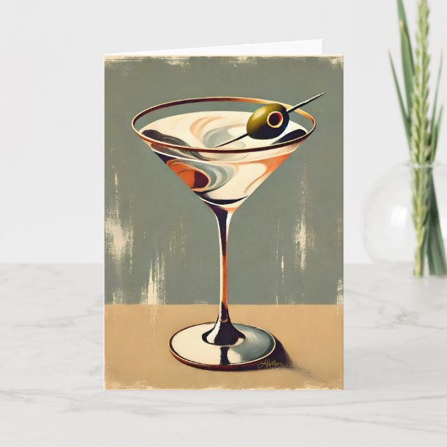 Carte Mi-siècle Moderne 1 Olive Martini Peinture (Devant)