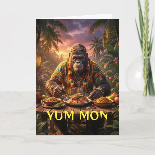 Carte Miam mon sasquatch autocollant jamaïcain (Devant)