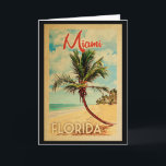 Carte Miami Florida Palm Tree Beach Vintage voyage<br><div class="desc">Design Miami Florida de style Vintage voyage avec un palmier sur la plage avec océan et ciel.</div>
