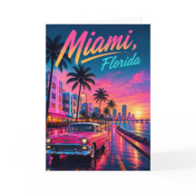 Miami Floride Néon Rétro Coucher de Soleil Voyage