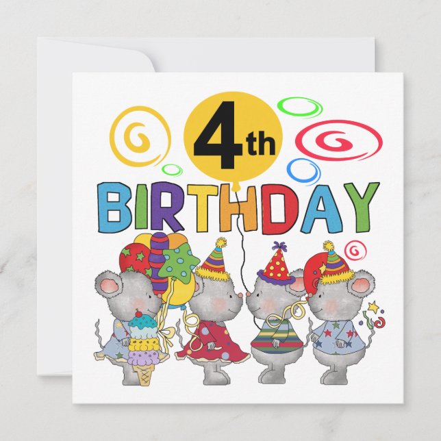 Carte Mice 4th Birthday T-shirts et cadeaux (Devant)