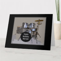 Michael Happy Birthday Drums Card, Large