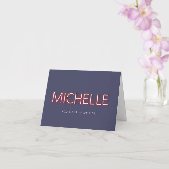Carte Michelle dans le néon allume ma vie (Orchidée)