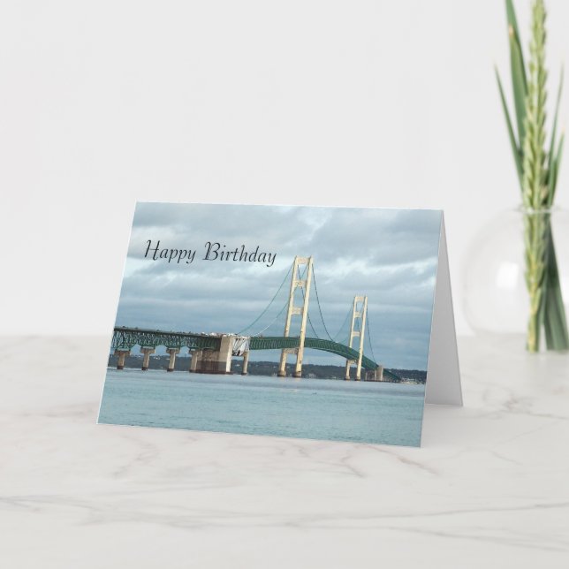 Carte Michigan Mackinac Bridge Photo Anniversaire (Devant)