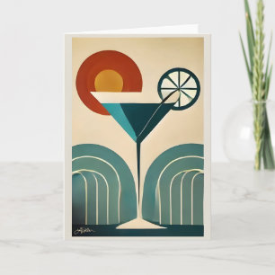 Carte Mid Century Art Moderne Montagne Sunrise Martini