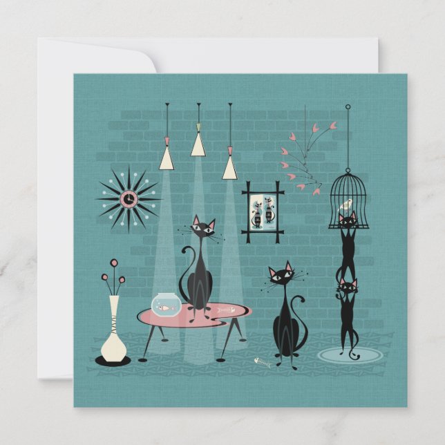 Carte Mid Century Kitty Family Mischief ©studioxtine (Devant)