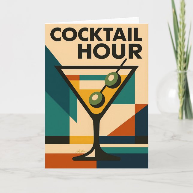 Carte Mid Century Modern Bauhaus Cocktail Martini (Devant)