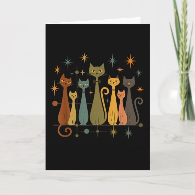 Carte Mid-century Modern Look Atomic Age 50s 60s Cat Shi (Devant)