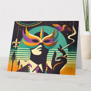 Carte Mid Century Retro 60s Mardi Gras L'Homme qui Fume