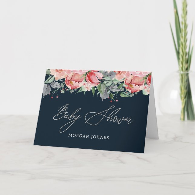 Carte Midnight Bloom Floral Baby shower merci (Devant)