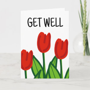 Carte Mignée Get Well avec dessin de roses rouges