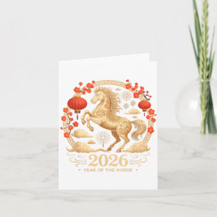 Carte Mignon 2026 Année du Cheval Dame Fortune Lanterne