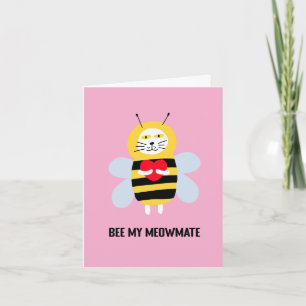 Carte Mignon Abeille Sois Mon Âme Soeur Féline Amour Pun