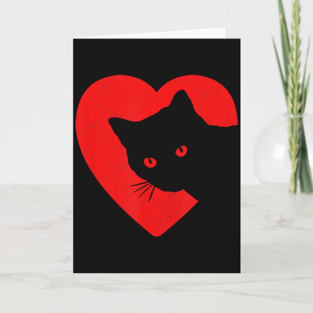 Carte Mignon &amp; Drôle Chat Saint-Valentin Cœur Graphi (Devant)