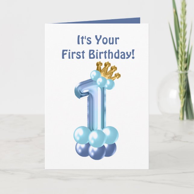 Carte mignon bébé Prince premier anniversaire ajouter un (Devant)