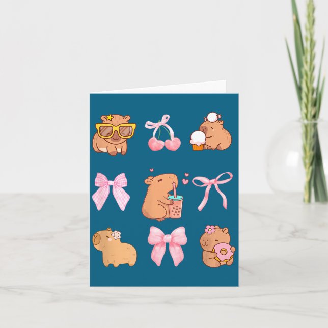 Carte Mignon Capybara à nœud papillon Pyjama Vêtements F (Devant)
