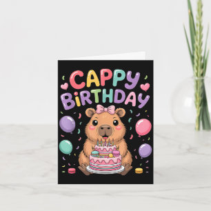 Carte Mignon capybara fête d'anniversaire fille enfants