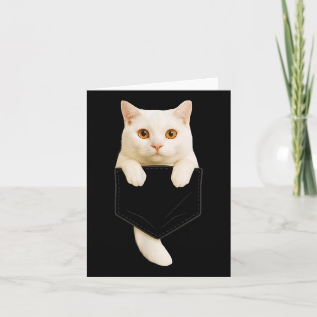 Carte Mignon Chat Blanc Cket Maman Chat Drôle Papa Chat  (Devant)